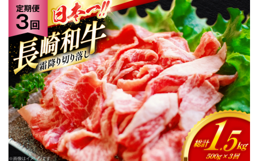 和牛 切り落とし 霜降り肉 定期便 長崎和牛 切り落し 500g 3回 総計1.5kg [大川ストアー 長崎県 東彼杵町 hs42bag580076] 赤身 すき焼き 肉 しゃぶしゃぶ 牛肉