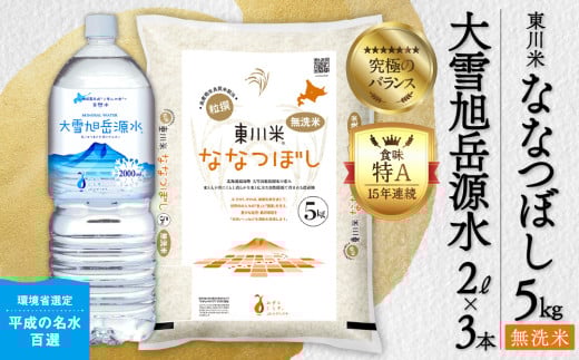 【R７年産新米】東川米 ななつぼし「無洗米」5kg+水セット（2025年12月中旬発送予定）