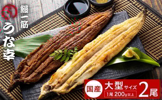 鰻一筋「うな幸」のふわとろ蒲焼き1本、白焼き1本[“国産"特大2本セット]たれ付き