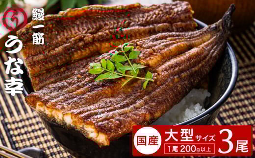 鰻一筋「うな幸」のふわとろ蒲焼き【“国産”特大3本入り】たれ付き