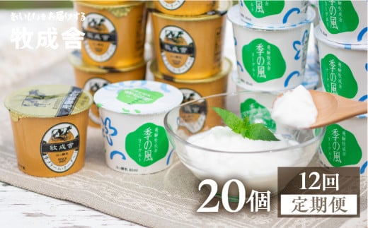 《定期便》牧成舎 ヨーグルト20個セット 12ヶ月定期便 生クリームヨーグルト 季の風 2種類