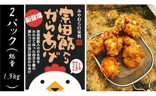 宗田節入りからあげ（冷凍950g）×２パック 四万十鶏 鶏むね肉 鳥 唐揚げ 揚げるだけ 簡単 おつまみ ビール おかず お弁当 惣菜 夜食 冷凍食品 時短 おいしい 国産 プレゼント【R00328】