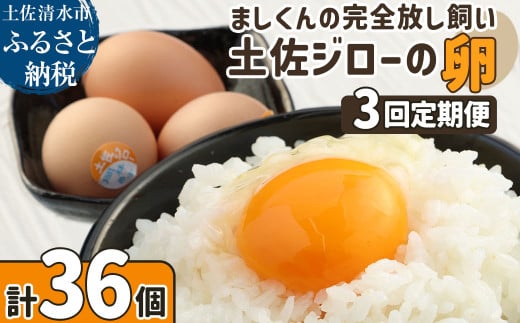 土佐ジローの卵 定期便(12個入り×3回)もみ殻梱包 ブランド卵 タマゴ たまご 卵 毎月 定期コース 土佐ジロー 卵焼き 卵かけごはん 卵料理 送料無料 お取り寄せ【J00143】