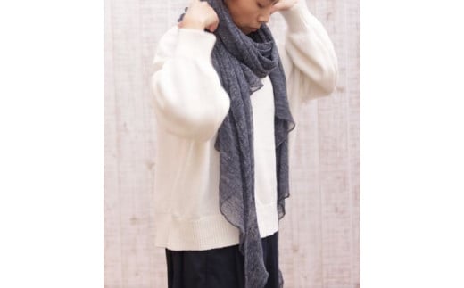 ストール 麻エアリーニットストール ( 濃藍 ) レディース 日本製 | ニット 麻 おしゃれ シンプル マフラー 春夏 春 夏 プレゼントギフト 母の日 新潟県 五泉市 有限会社 桜井メリヤス工場