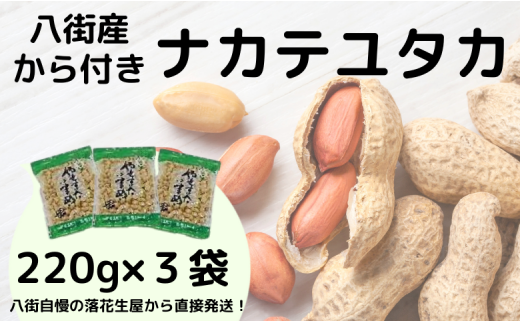 落花生 千葉県八街市産 計660g 【千葉県八街市】さや煎り落花生「ナカテユタカ」(220g×3袋/殻付き)