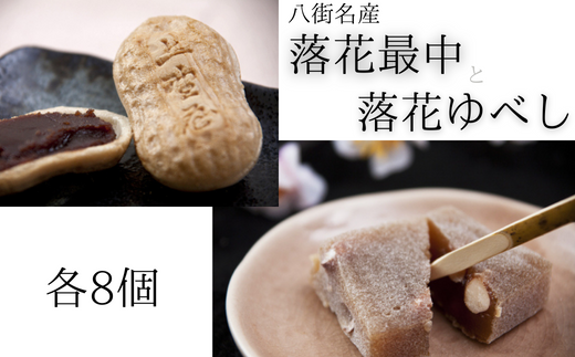 【各8個入り】落花最中&落花ゆべし 和菓子詰め合わせ