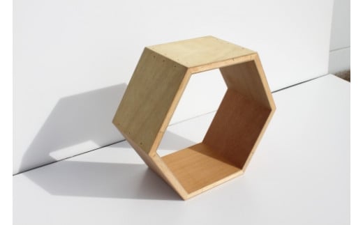 ハニービーシェルフ 3個 棚 ラック シェルフ オブジェ 六角形 天然木材使用 無塗装
