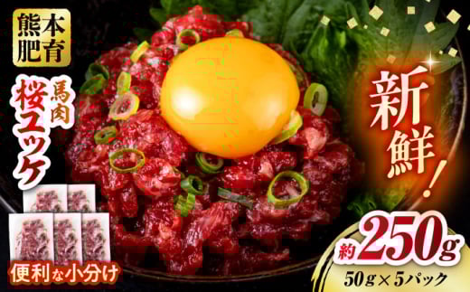 馬肉 さくらユッケ 50g×5パック 計250g お肉 桜ユッケ 赤身 生食 小分け 冷凍 馬肉 桜肉 ユッケ おつまみ 熊本県 合志市【五右衛門フーズ熊本店】 [AYBV027]