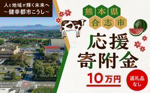 【応援寄附金】熊本県合志市 1口 10万円 返礼品なしのご寄附　【合志市役所】 [AYBZ003]