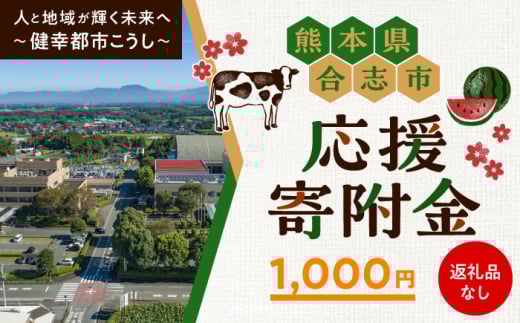 【応援寄附金】熊本県合志市 1口 1,000円 返礼品なしのご寄附　【合志市役所】 [AYBZ006]
