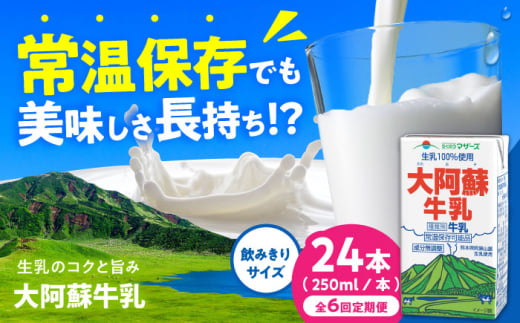 【全6回定期便】大阿蘇牛乳 ロングライフ 250ml 24本（12本入り×2ケース） 6L【合同会社 福福堂】成分無調整牛乳 ミルク カルシウム 牛乳 常温保存 長期保存 送料無料 [AYAC028]