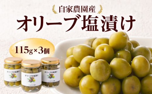 自家農園産 オリーブ塩漬け 115g×3個_Ca206