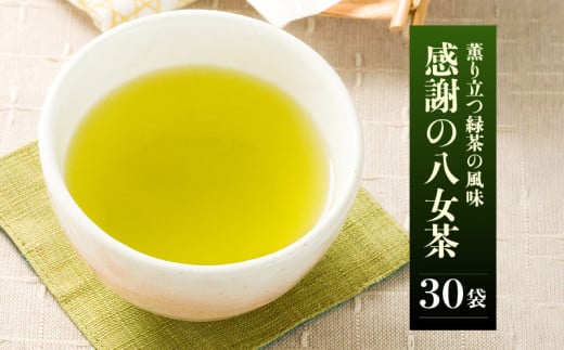 感謝の八女茶 30袋入_感謝の八女茶 3g × 30袋 ティーバッグ お茶 日本茶 緑茶 八女茶 薫り 風味 ふくよか 香り 甘み まろやか 冷茶 ギフト用 プレゼント用 感謝 ギフトボックス 人気 おすすめ 常温 お取り寄せ 福岡県 久留米市 送料無料_Ex209