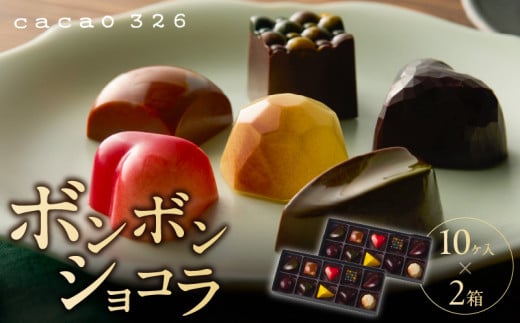cacao 326  ボンボンショコラ 10ヶ入 × 2箱_cacao 326 ボンボンショコラ 10ヶ入×2箱 ビーントゥーバー Bean to Bar チョコレート 新鮮 フルーツ 10種類 詰め合わせ 素材 そのもの 香り 味 職人 手作り 材料 生産農家 こだわり 厳選 ギフト ご褒美 洋菓子 スイーツ お取り寄せ 久留米市 送料無料_Dw018