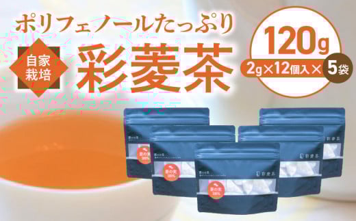 農薬不使用自家栽培 ポリフェノールたっぷり 彩菱茶 120g(2g×12袋入り)×5袋セット_自家栽培 彩菱茶 120g 2g × 12袋入り × 5袋 セット ティーバック ポリフェノール 麦茶 リラックス 菱の実 美容 健康 葉酸 エイジングケア ノンカフェイン ビタミン ミネラル 焙煎 伝統 お湯出し 煮出し お取り寄せ 福岡県 久留米市 送料無料_Ex213