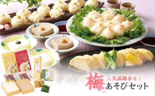 梅の花 梅あそびセット_梅の花通販本舗 梅あそび セット 大豆 惣菜 おかずセット かに とうふ しゅうまい 湯葉 生麩 嶺岡豆腐 木の芽みそ 柚子みそ 詰め合わせ 豆腐 加工品 おかず 福岡県 久留米市 お取り寄せ お取り寄せグルメ 送料無料_Cx224