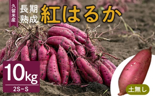 福岡県久留米市産 長期熟成紅はるか 10kg 2S~S 土なし_さつまいも 紅はるか 久留米市産 長期熟成 10kg 2S ~ S  サイズ 土無し 水洗い済み 栽培期間中農薬不使用 熟成 上品 甘い 旨味 美味しい おやつ スイーツ デザート 常温発送 国産 九州 福岡県 久留米市 お取り寄せ お取り寄せグルメ 送料無料_Gx043