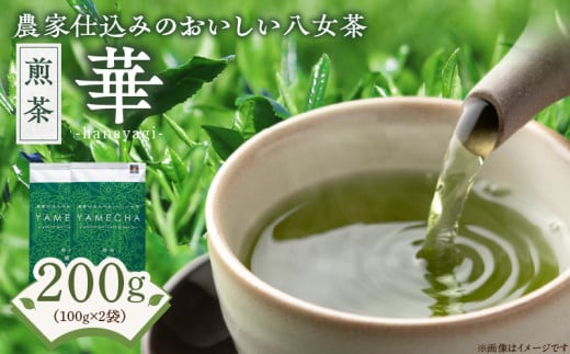 原田茶園　　煎茶　華 200g(100g×2)_農林水産大臣賞受賞 煎茶 華 100g × 2袋 計200g 八女茶 濃厚 旨み すっきり 甘み コク こだわり カテキン 抗酸化作用 リラックス効果 ビタミンB 疲労回復効果 お茶 日本茶 緑茶 お取り寄せ ご当地茶 本格八女茶 福岡県 久留米市 送料無料_Ex226