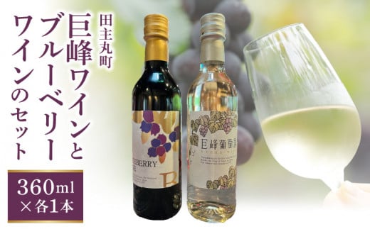 【バリはやッ!ZIPにて紹介されました】田主丸町巨峰ワインとブルーベリーワインのセット_田主丸町 巨峰 ワイン ブルーベリーワイン 各 360ml × 1本 計 2本 セット 巨峰葡萄酒ドライ 果汁 辛口 すっきり 軽やか 口当たり ブルーベリー 甘口 濃厚 バランス 飲み比べ お取り寄せ 福岡県 久留米市 送料無料_Ew012