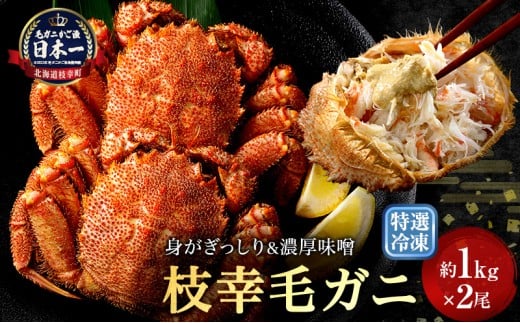 【漁獲量日本一】至福の逸品!特選冷凍「枝幸毛がに」約1kg×2尾 毛蟹 毛ガニ オホーツク 北海道
