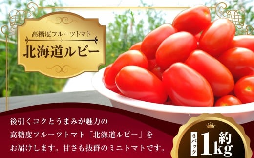 ミニトマト「北海道ルビー」約1kg(6パック) 野菜 高糖度 北海道 浦臼町 【2025年11月下旬迄発送】