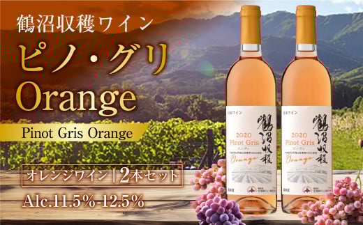 鶴沼収穫ワイン 【ピノ・グリOrange】 2本セット  計1500ml（750ml×2本） アルコール11.5％-12.5％ お酒 酒 ワイン オレンジワイン セット