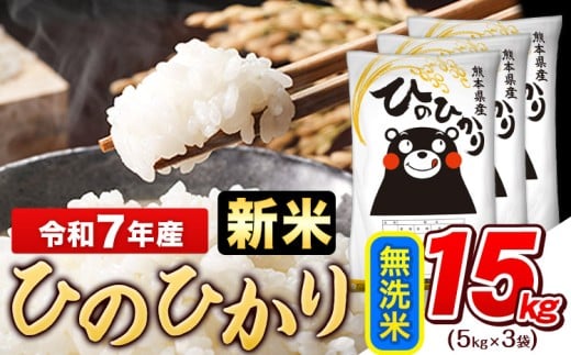 新米 令和7年産 無洗米 ひのひかり 15kg《11月上旬頃出荷》令和7年産 熊本県産 ふるさと納税 無洗米 精米 ひの 米 こめ ふるさとのうぜい ヒノヒカリ コメ お米 おこめ