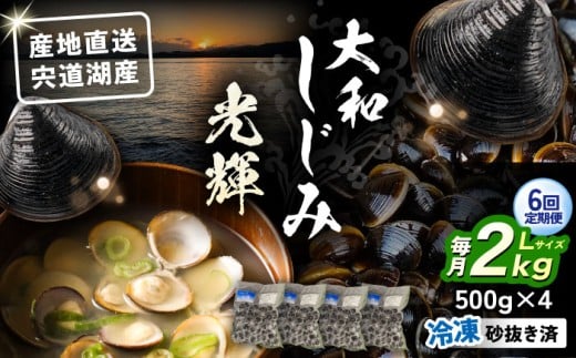 【全6回定期便】産地直送！ 宍道湖産 冷凍大和しじみLサイズ2kg(500g×4) 砂抜き処理済 島根県松江市/りすたむmatsue [ALDE011]