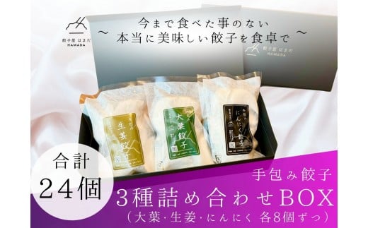 餃子 手包み餃子 3種詰め合わせBOX 合計24個 餃子屋はまだ