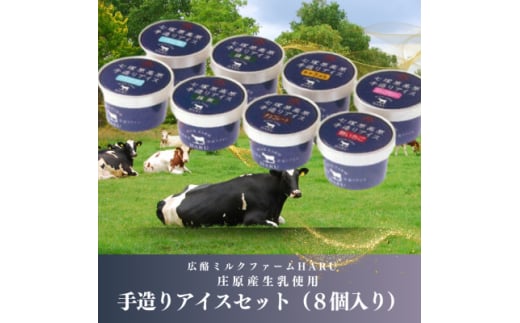 庄原産生乳使用 手造りアイスセット(8個入り)【1618788】