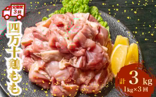 [定期便3回]銘柄鶏 四万十鶏 もも肉 計3kg(1kg×3ヶ月連続お届け) 4Xコース | 切身 カット 時短 小分け カット済み 鳥肉 とりにく 鶏もも 冷凍 国産 ブランド 唐揚げ 煮物 鍋 チキン 南蛮 高知県 須崎市