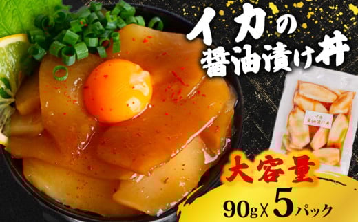イカ 醤油 漬け丼 5パック セット  烏賊 90g × 5パック イカ 切り身 特製 漬け丼 丼 海鮮丼 刺し身 刺身 切身 手軽 便利 ご飯のお供 簡単調理 海鮮 魚介 惣菜 冷凍 小分け 大容量 ふるさと納税 人気 ふるさと納税漬け丼 ふるさと納税海鮮丼 TY059