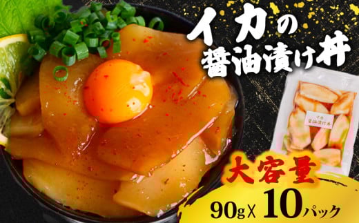 イカ 醤油 漬け丼 10パック セット  烏賊 90g × 10パック イカ 切り身 特製 漬け丼 丼 海鮮丼 刺し身 刺身 切身 手軽 便利 ご飯のお供 簡単調理 海鮮 魚介 惣菜 冷凍 小分け 大容量 ふるさと納税 人気 ふるさと納税漬け丼 ふるさと納税海鮮丼 TY060