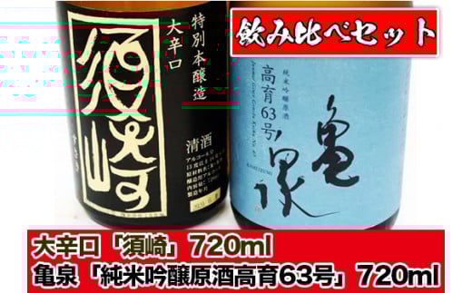 日本酒  純米吟醸原酒 「亀泉 高育63号」 大辛口 「須崎」 720ml 4合瓶 2本 セット TH0391