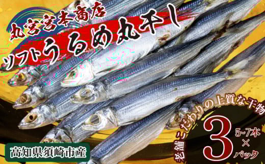 うるめの丸干し(ソフト) 3パック 鰯 煮干し 真いわし 真鰯 稚魚 おやつ 乾物 魚介 加工品 ウルメ 丸宮 宮本 商店 土佐 海洋深層水 ミネラル 高知県 須崎市
