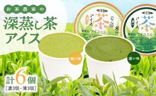 お茶農家の深蒸し茶アイス(濃・薄 各3個 計6個) KN166-001-01