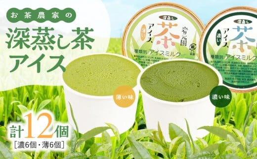 お茶農家の深蒸し茶アイス(濃・薄 各6個 計12個) KN166-001-02