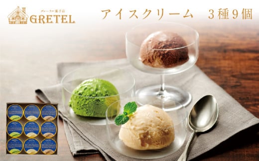 アイスクリーム アイス 濃厚でなめらかな口溶け!アイスクリーム3種9個 バニラ チョコレート 抹茶 スイーツ お菓子 ギフト プレゼント 洋菓子 人気 詰め合わせ【財宝】 KN021-025-01