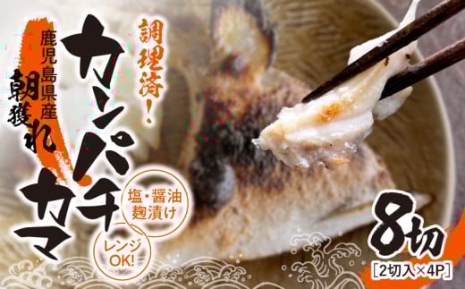 1276 調理済み!カンパチカマ塩・醤油麹(こうじ)漬け8切(焼タイプ) KN037-002-01
