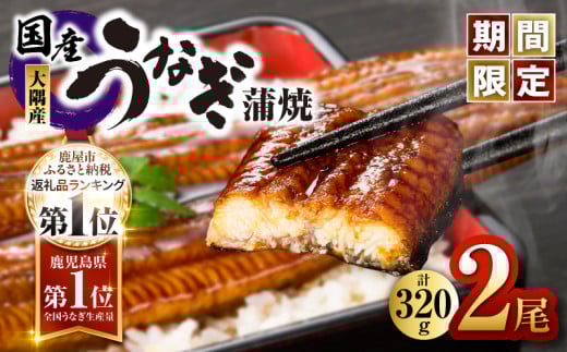 1541-1 【数量限定】鹿児島県大隅産うなぎ蒲焼2尾（320g）　KN007-002-05