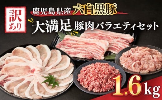 2620 訳あり 大満足豚肉バラエティセット 1.6kg 鹿児島県産六白黒豚 KN041-011