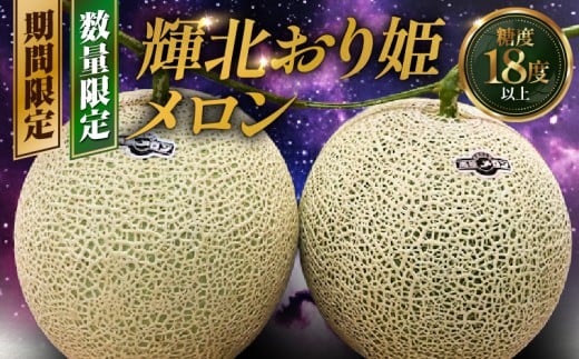 2757-s 【2025年11月中旬~12月中旬ごろ順次発送】輝北おり姫メロン 2玉 KN111-001