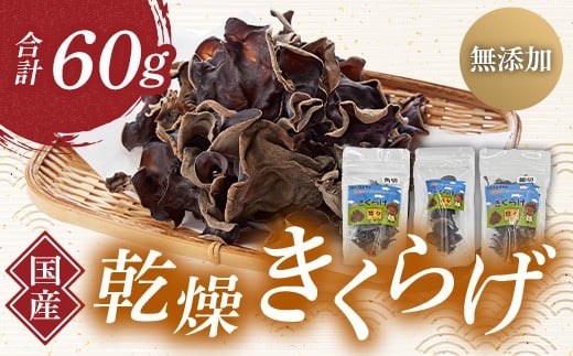 群馬県産 乾燥きくらげ (こたちゃんきくらげ)セット 60g 無添加 無農薬 国産