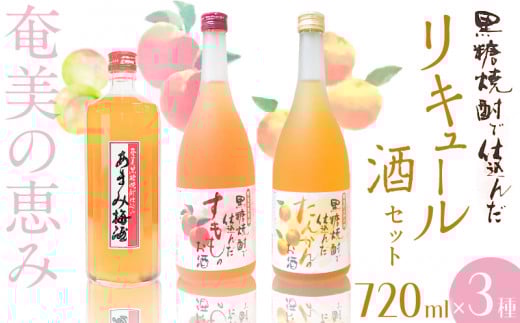 黒糖焼酎仕込み リキュール酒セット すもも酒・たんかん酒・梅酒 720ml×3本 A002-001