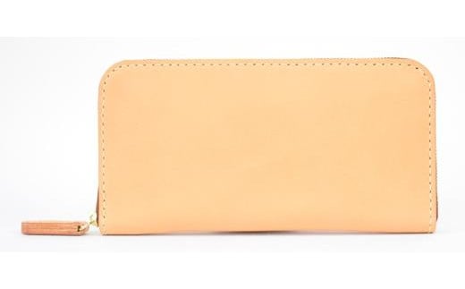 栃木レザー使用｜滑らか本革Lジップ長財布｜Round zip wallet 01｜タン｜minca（全7色）