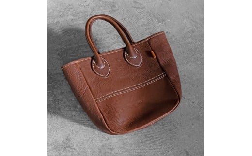 栃木レザー使用｜ソフトな手触り 本革 小さめトートバッグ｜Tote bag 03 S｜チョコ｜minca（全6色）