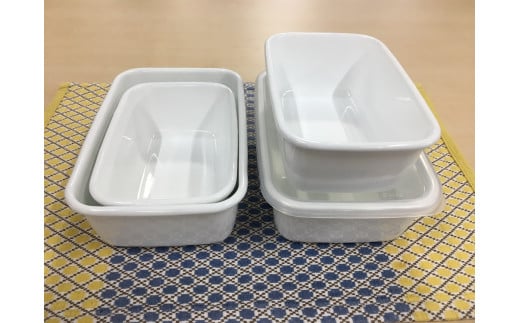 野田琺瑯 レクタングル深型4点セット シール蓋付(S×2、M×2)【クラフト 民芸 人気 おすすめ 】