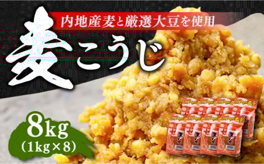 【年内発送】【明治28年創業】田舎みそ（麦こうじ）1kg×8袋 安心 安全 料理 味噌 みそ miso ミソ お味噌 麦 麹 こうじ 麦みそ 食品 合わせ味噌 味噌汁 みそ汁 お味噌汁 豚汁 汁 しる 焼き 味噌おにぎり 和食 セット 詰め合わせ 発酵 発酵食品 加工食品 調味料 大豆 出汁 だし ギフト 贈答 広島県産 人気 送料無料 江田島市/瀬戸内みそ高森本店[XBW002]