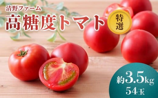 《先行受付》【特選】 清野ファームの高糖度トマト 54玉(約3.5kg) 【令和8年7月1日頃~8月31日頃発送】| オンライン 申請 ふるさと納税 北海道 新十津川 北海道産 トマト 甘い 高糖度 フルーツトマト 糖度高い 完熟 完熟トマト 特選トマト ギフト 贈り物 野菜 やさい 新鮮 新十津川町【1800201】