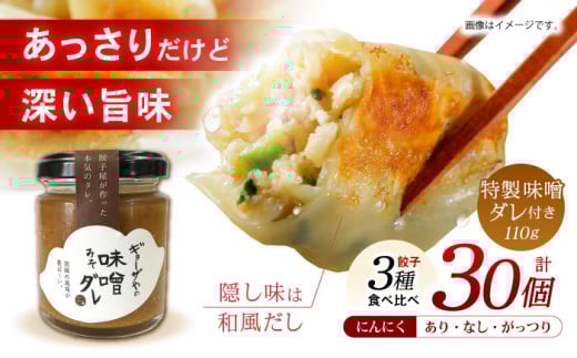 【年内発送】【神奈川県認定店！】餃子屋ヒロの3種食べ比べセット+タレ【餃子屋ヒロ】30個 自家製 パリもち ぎょうざ 冷凍餃子 ヤキギョウザ 餃子 ギョーザ  やきぎょうざ 餃子 ギョーザ 焼き餃子 薄皮 神奈川県開成町 味噌ダレ 国産素材 餃子 点心 惣菜 冷凍 冷凍ぎょうざ 簡単調理 冷凍ギョウザ 冷凍ぎょうざ [BDAS001]